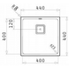 Zlew Pyramis LUME 40x40cm - rysunek techniczny