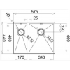 Zlew Pyramis TETRAGON 57,5x44 1 1,5B R - rysunek techniczny